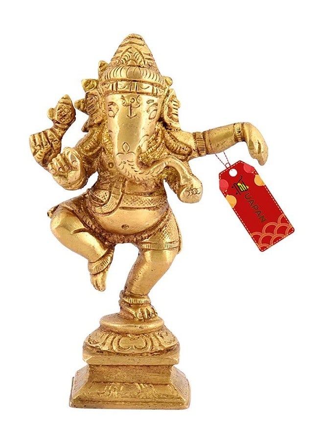UAPAN Brass Dancing Ganesha Idol, Pooja Pooja Temple Daily Worship 100% Brass Material I Ganesh Brass Idol (Small,Ganesh) - Image 1